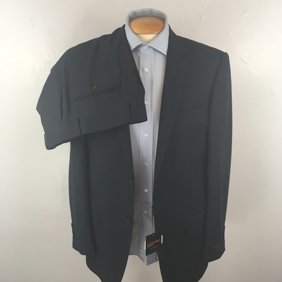 Laurentino 42L mens suit blue nail head made in Italy 100% wool new nwt ea0281